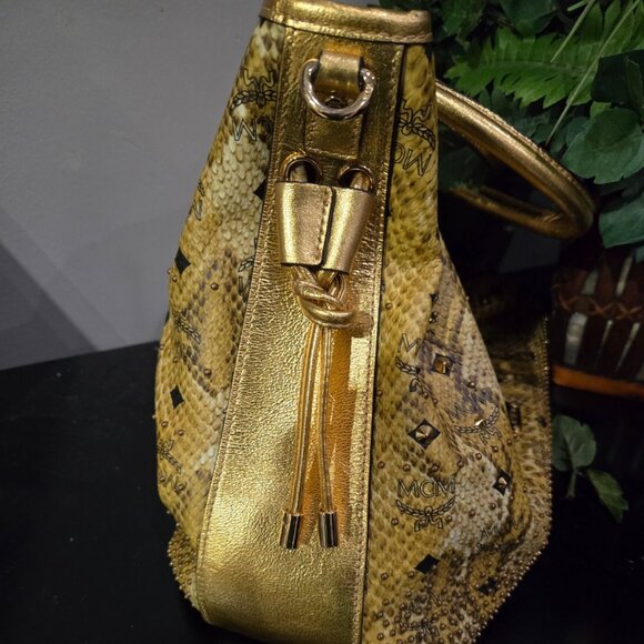 EUC Authentic MCM Snake Print Satchel RARE - Picture 5 of 15